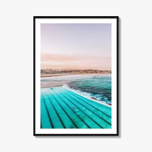 Bondi Beach kleurrijke poster print nr. 1, Bondi Beach fotomuur kunst, Bondi Beach decor, reizen print, Bondi Beach stratenplan poster, stadsplattegrond