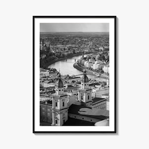 Stampa di poster fotografico di Vienna, arte murale in bianco e nero di Vienna, fotografia di pareti di Vienna, viaggio a Vienna, poster con mappa di Vienna