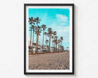 Impresión fotográfica de bellas artes de Venice Beach, póster de Los Ángeles, decoración de pared con palmeras de California