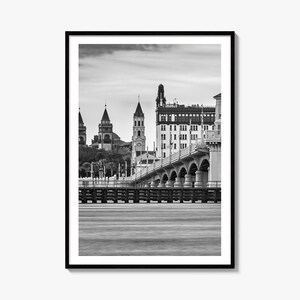 St Augustine Black and White Fine Art Photo Print, Bridge of Lions Florida Poster