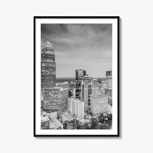 Poster fotografico di Charlotte n. 2, Arte in bianco e nero di Charlotte, Fotografia di Charlotte, Viaggi a Charlotte, Poster con mappa di Charlotte