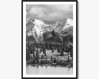 Czarno-biały wydruk artystyczny Kolorado, jezioro Molas, plakat Silverton