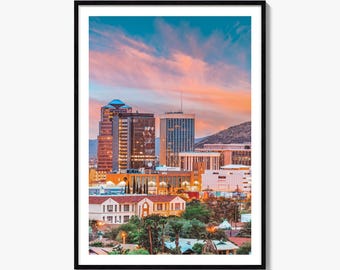 Tucson Skyline Fine Art Photo Print, Downtown, Arizona Wall Decor