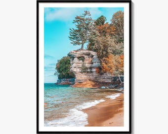 Chapel Rock Fine Art Photo Print, Pictured Rocks National Lakeshore, Michigan Wall Decor