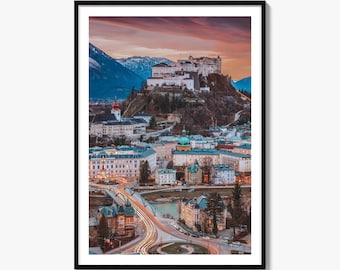 Salzburg Skyline Fine Art Photo Print, Hohensalzburg Fortress, Austria Wall Decor