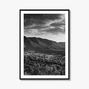 Póster fotográfico de Durango, Colorado, arte mural en blanco y negro de Durango, fotografía mural de Durango, viajes a Durango, póster con mapa de Durango