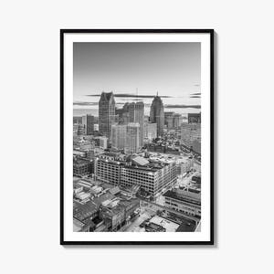 Detroit Photo Poster Print No 1, Detroit Black and White Wall Art, Detroit Wall Photography, Detroit Travel, Detroit Map Poster