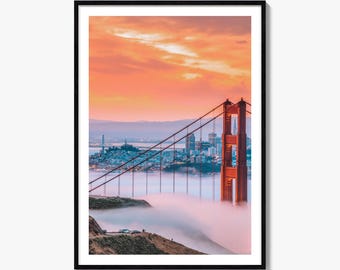 Golden Gate Bridge Fine Art Photo Print, Marin Headlands Poster, San Francisco California Decor