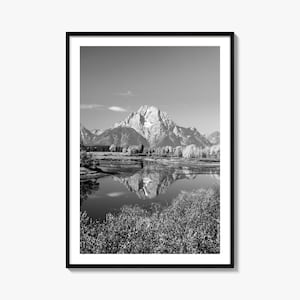 Grand Teton Nationalpark Foto Poster Druck Nr. 1, Grand Teton Nationalpark Schwarzweiß Kunst, Fotografie, Reise, Karte Poster