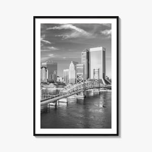 Jacksonville Foto Poster Druck Nr. 1, Jacksonville Schwarz und Weiß, Wandkunst, Jacksonville Wand Fotografie, Reise, Karte Poster