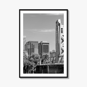 Sacramento Foto Poster Druck, Sacramento Schwarz, Weiß Wandkunst, Sacramento Wand Fotografie, Sacramento Reise, Karte Poster