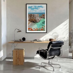Algarve Portugal Fine Art Photo Print, Beach Cliff Coastline, Turquoise Water Wall Decor image 2