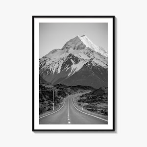 New Zealand Photo Poster Print, New Zealand Black and White Wall Art, New Zealand Photography, New Zealand Travel, Map Poster