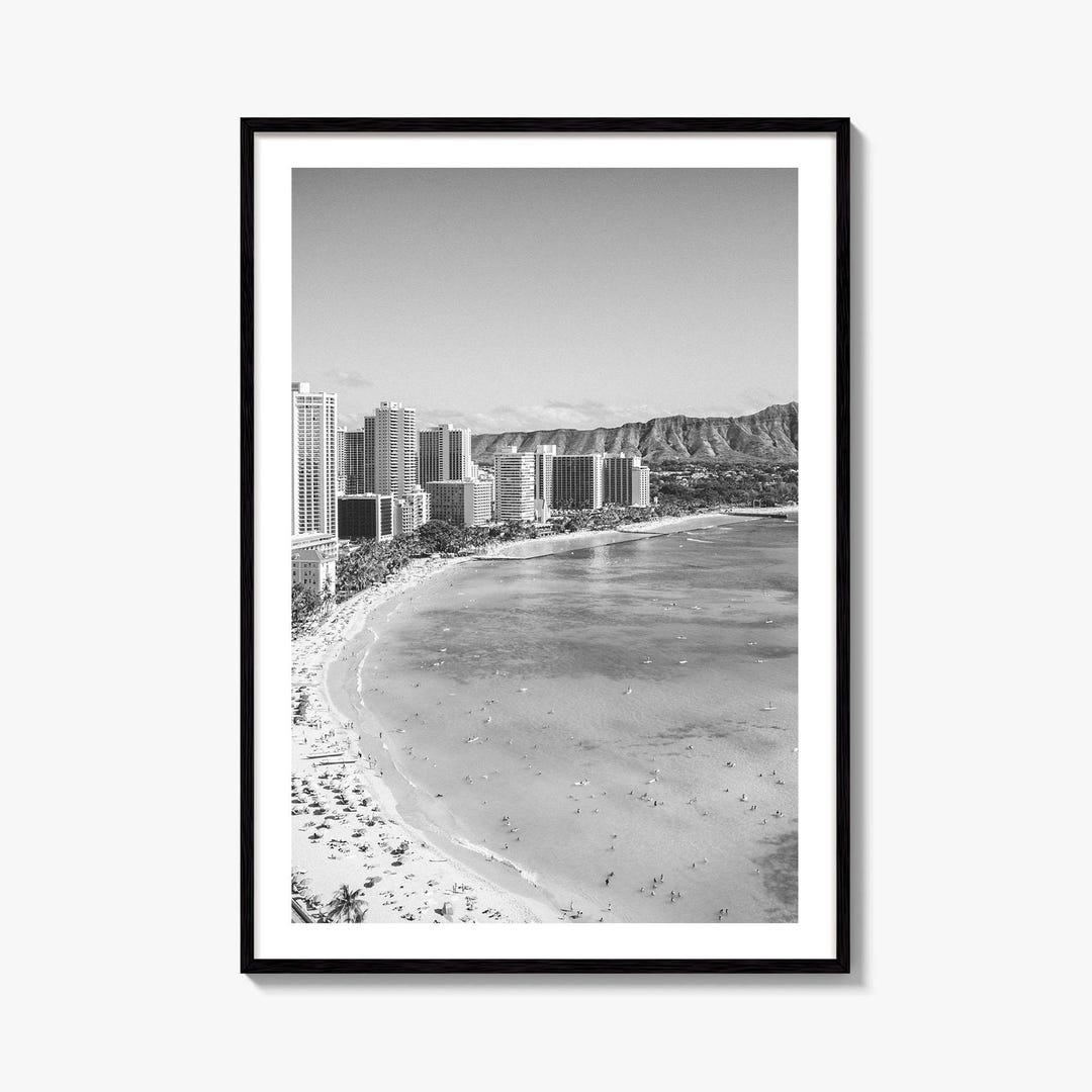Honolulu Black and White Fine Art Photo Print, Diamond Head, Oahu ...