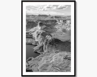Lake Powell Black and White Fine Art Photo Print, Arizona Utah Poster, Glen Canyon