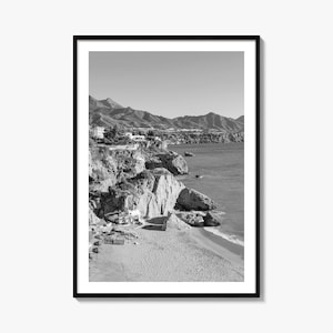 Nerja Foto Poster Druck, Nerja Schwarzweiß Wandkunst, Nerja Wand Fotografie, Nerja Reise, Nerja Karte Poster