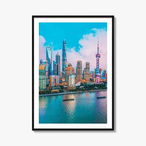 Shanghai Colorful Poster Print No 3, Shanghai Photo Wall Art, Shanghai Decor, Shanghai Travel Print, Shanghai Street Map Poster, City Map