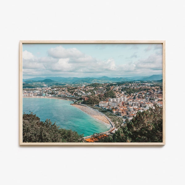 San Sebastián Colorful Poster Print Horizontal, San Sebastian Photo Wall Art, San Sebastian Decor, Travel Print, Street Map Poster, City Map