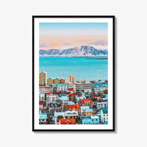 Impressão de pôster colorido de Reykjavik, arte de parede de fotos de Reykjavík, decoração de Reykjavik, impressão de viagem de Reykjavik, pôster de mapa de rua de Reykjavik, mapa da cidade