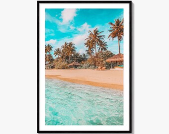Wydruk artystyczny zdjęć z Malediwów, dekoracja ścienna z plażą na tropikalnej wyspie, plakat z Oceanem Indyjskim