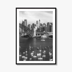 Sydney Foto Poster Druck Nr. 1, Sydney Schwarzweiß-Wandkunst, Sydney Wall Fotografie, Sydney Travel, Sydney Map Poster