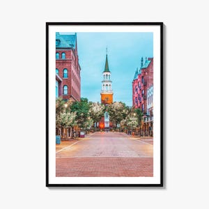 Burlington Vermont Colorful Poster Print No 1, Burlington Photo Wall Art, Wall Decor, Travel Print, Burlington Street Map Poster, City Map