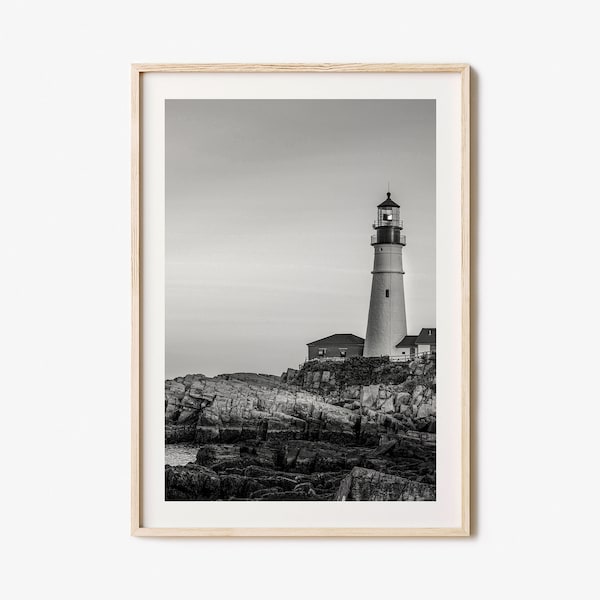 Lighthouse Photo Poster Print No 1, Lighthouse Black and White Art, Lighthouse Photography, Lighthouse Travel, Lighthouse Map Poster