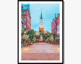 Burlington Vermont Fine Art Fototryck, Church Street Marketplace Poster