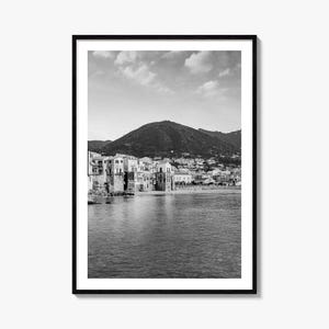 Stampa di poster fotografici della Sicilia, arte murale in bianco e nero della Sicilia, fotografia murale della Sicilia, viaggio in Sicilia, poster con mappa della Sicilia