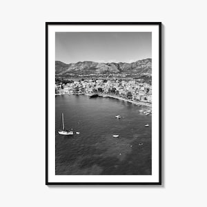 Cavtat Foto-Posterdruck, Cavtat Schwarzweiß-Wandkunst, Cavtat-Wandfotografie, Cavtat-Reise, Cavtat-Kartenposter