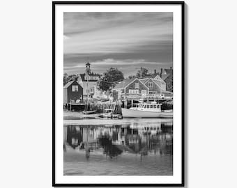 Portsmouth Black and White Fine Art Photo Print, Piscataqua River New Hampshire Poster