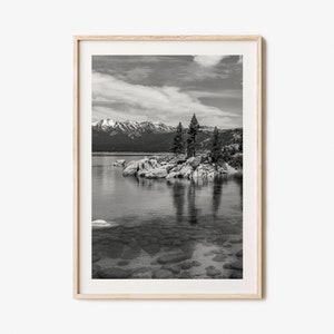 Lake Tahoe Photo Poster Print No 1, Lake Tahoe Black and White Art, Lake Tahoe Wall Photography, Lake Tahoe Travel, Map Poster