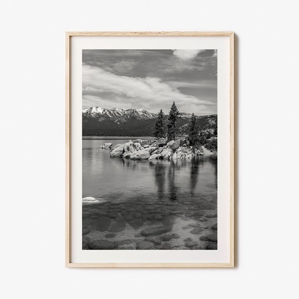 Lake Tahoe Photo Poster Print No 1, Lake Tahoe Black and White Art, Lake Tahoe Wall Photography, Lake Tahoe Travel, Map Poster