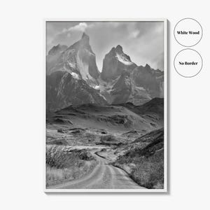 Torres del Paine Black and White Fine Art Photo Print, Patagonia Chile, Lake Pehoe image 17