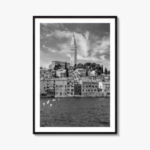 Rovinj Foto Poster Druck, Rovinj Schwarz Weiß Wandkunst, Rovinj Wand Fotografie, Rovinj Reise, Rovinj Karte Poster