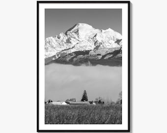 Mount Baker zwart-wit fine-art fotoprint, poster North Cascades Washington