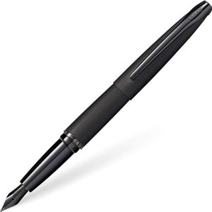 Pluma estilográfica CROSS ATX grabada a láser, plumín F, diamante PVD negro cepillado, con estuche de regalo. Regalo promocional personalizado para graduación empresarial.