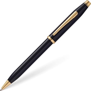 Cross Century II Luxury Black Lacquer Ballpoint Pen 23KT Gold Plated Appointment