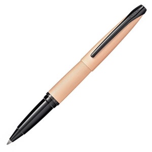 Bolígrafo rollerball CROSS ATX grabado con láser en oro rosa cepillado con caja de regalo y bolsa de regalo. Regalo promocional personalizado para graduación empresarial