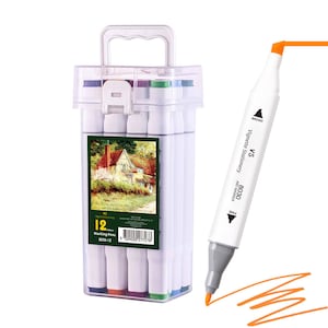 12 Colour Markers Dual Nibs Alcohol Base Colour Coding Assorted Colours Long Last Ink School Art