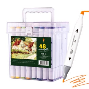 48 Colour Markers Dual Nibs Alcohol Base Colour Coding Assorted Colours Long Last Ink School Art