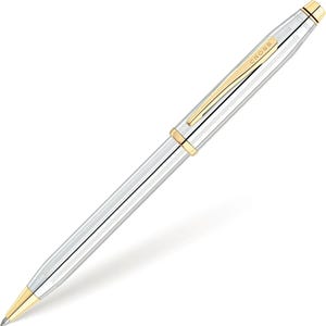 Cross Century II Luxury Polish Chrome Ballpoint Pen 23KT Gold Plated Appointment