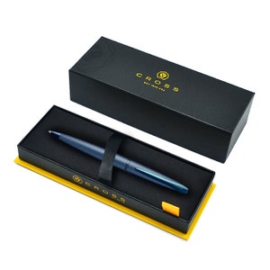 Laser gravierte KREUZ ATX Kugelschreiber Dunkelblau mit Geschenkbox & Geschenktasche Personalied Business Graduation Werbegeschenk