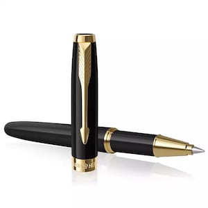 Bolígrafo grabado personalizado de metal de 35 g, diseño clásico, forma de soneto, color negro, regalo.