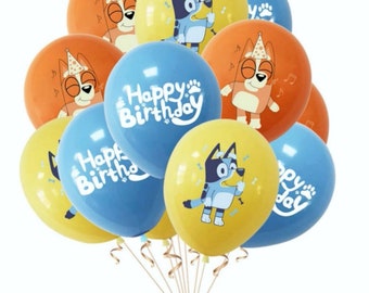 Blue Dog Balloons Blue Dog Party Supplies Dog Family Birthday Party Favors - 12 pcs. Latex Balloons Free Shipping