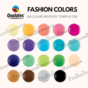 Qualatex Fashion Colors - Balloon Mockup Template Images for Canva / Figma