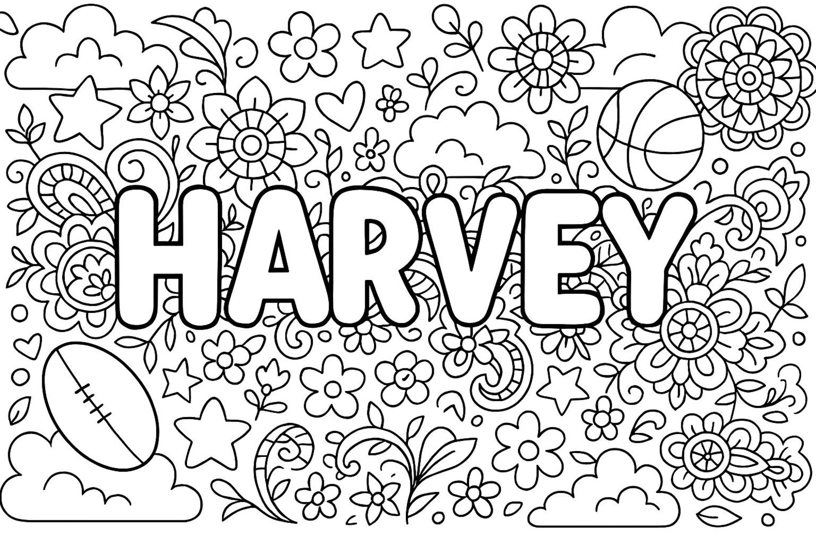 Personalised Mindfulness Colouring Page Custom Name Relaxation