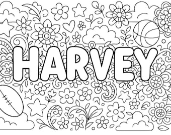 Personalised Mindfulness Colouring Page – Custom Name Relaxation Activity for Kids | Printable A4 Digital Download