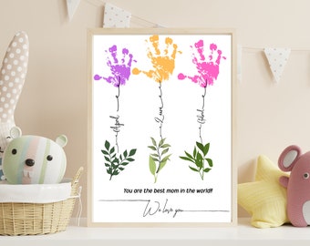 Personalized Handprint Flower Art: DIY Mom Gift (Digital Download)