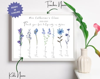 Personalized Teacher Appreciation Gift: Floral Keepsake (Digital Download)